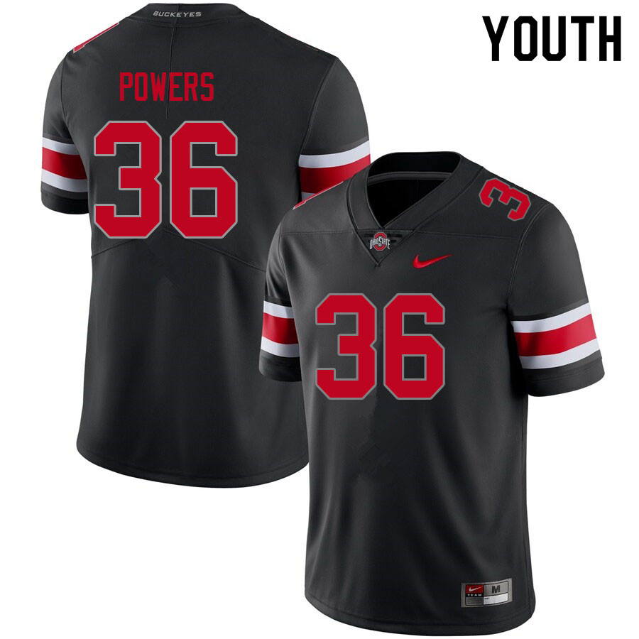 Ohio State Buckeyes Gabe Powers Youth #36 Blackout Authentic Stitched College Football Jersey